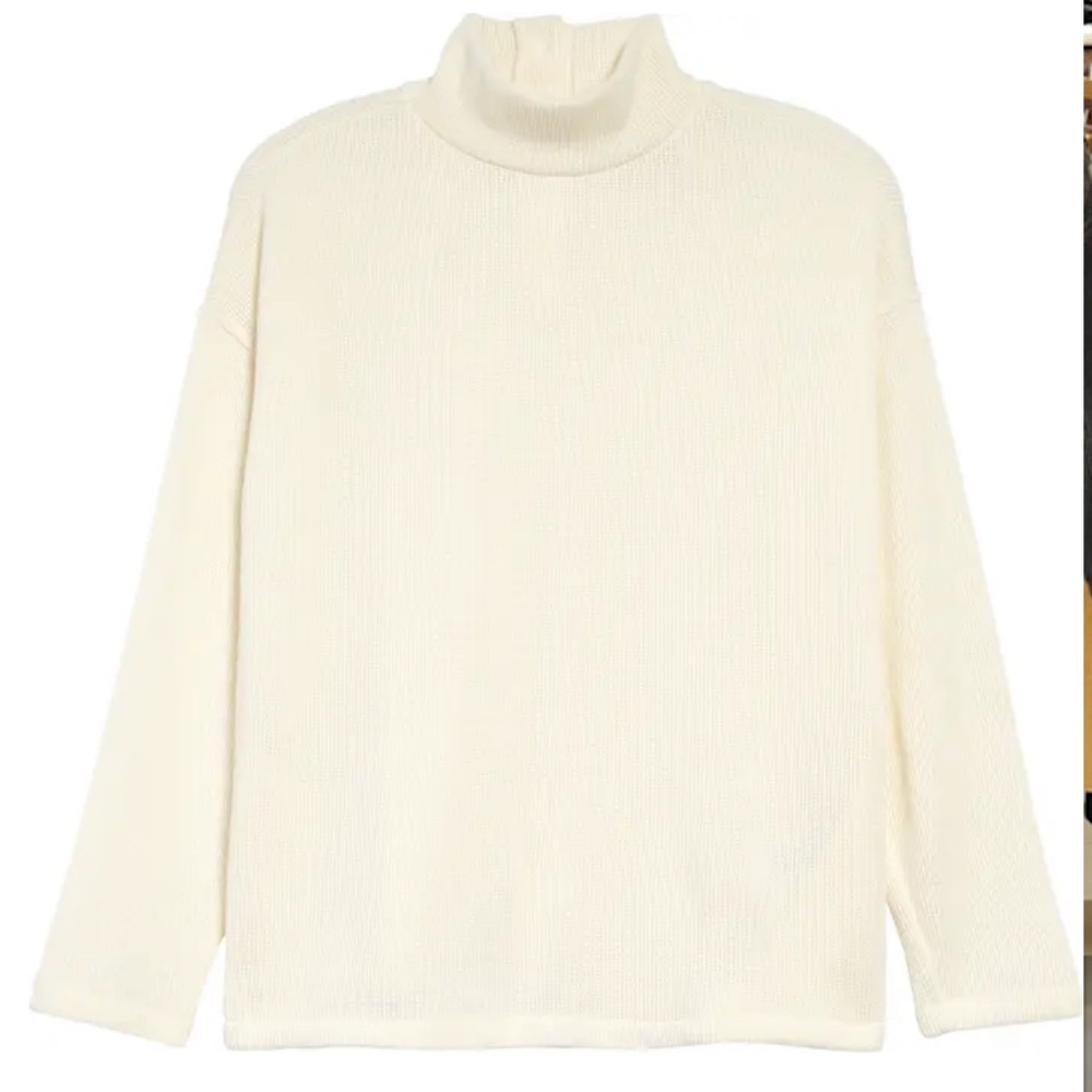 NWT Madewell Mockneck Button-Back Top, XS, Antique Cream